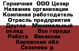 Горничная. ООО Цезар › Название организации ­ Компания-работодатель › Отрасль предприятия ­ Другое › Минимальный оклад ­ 1 - Все города Работа » Вакансии   . Кировская обл.,Сезенево д.